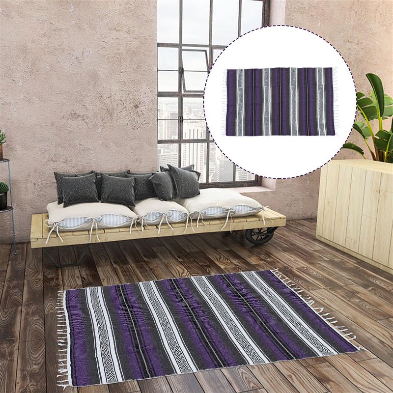 Couverture de yoga Falsa mexicaine, couverture tissée en polymères colorés, Serape pour canapé, chambre à coucher, voiture, pique-nique, été, plage, bleu, 130x180cm