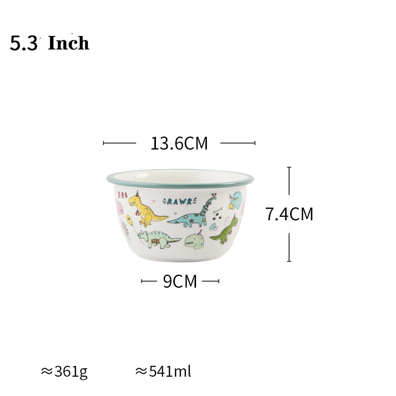 Utensils for Kitchen Child Ceramic Tableware Set Cartoon Dinosaur Pattern Plate Saucer Kids Cute Bowl Dishes Children Dinnerware: 5.3 Inch