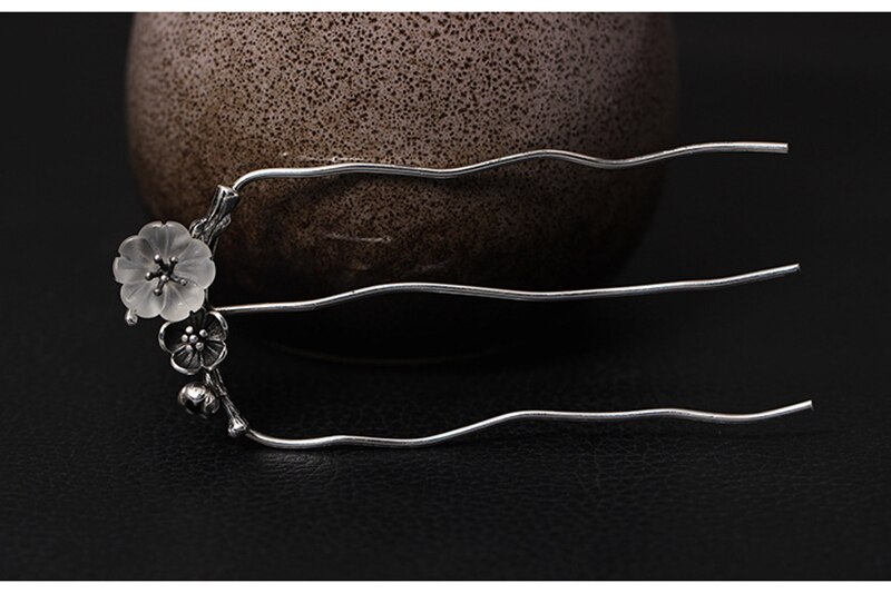 925 sterling silver hairwear Plum blossom Trident Hair Forks vintage ethnic charm beautiful hair jewelry for women