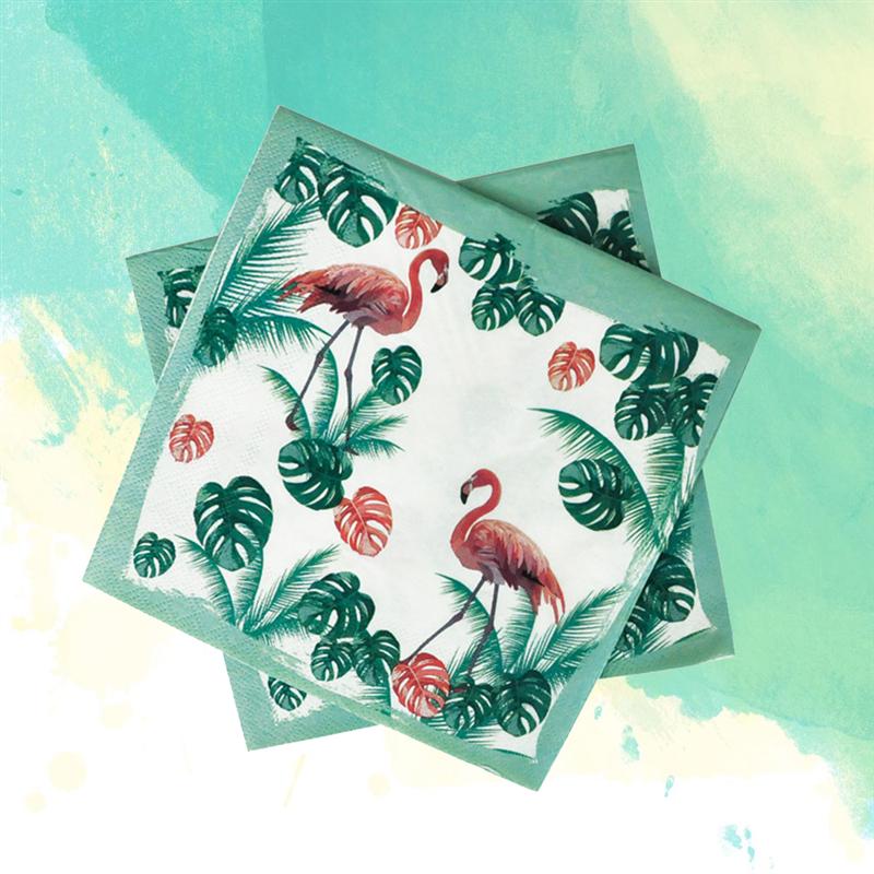 20 Pcs Cartoon Gedrukt Kleurrijke Papier Servet Flamingo Zomer Tissue Papieren Handdoek Voor Party Festival Verjaardag Bruiloft