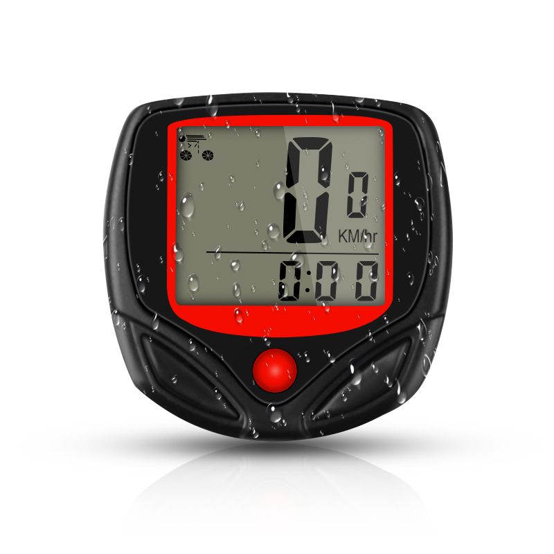 Wired Bike Computer Digital Stopwatch Waterproof Speedometer Odometer Cycling Power Meter Ciclocomputador Bicycle Accessories: Black Red