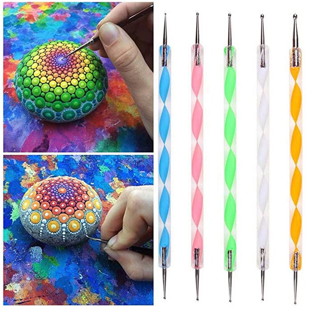 13 st mandala prickverktyg set för att måla stenar diy akryl stick art hantverksteckning carving keramik lera spik stämpel handarbete