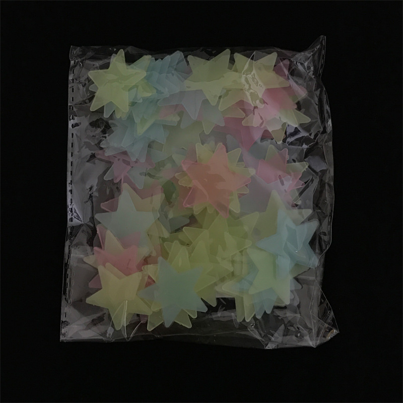 Parche fluorescente de luz de estrella luminosa, pegatinas tridimensionales 3D para pared, techo de dormitorio, 100 Uds.: colorful