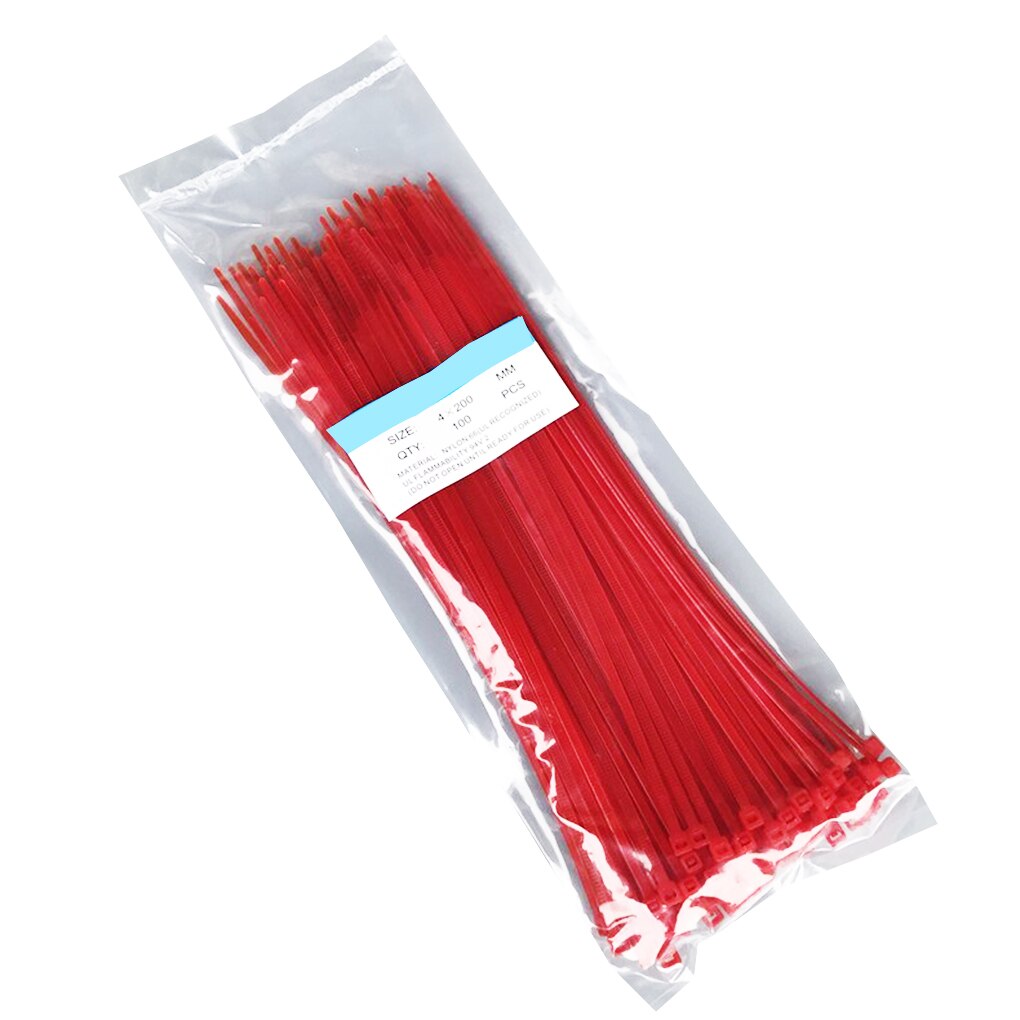 100 stk. 200mm selvlåsende nylon kabelbindere plast lynlås wire bindende wrap stropper værktøj 8 farver: No1