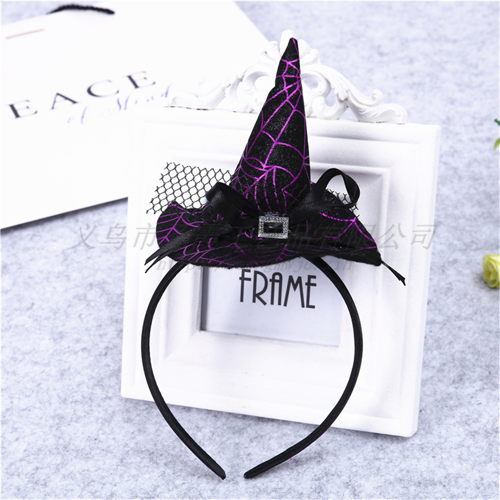 Mini sombrero de bruja puntiagudo, diademas con forma de Calavera, telaraña, calabaza, aros para el cabello para niños y niñas, diademas de Halloween, decoración de Cosplay: Champán