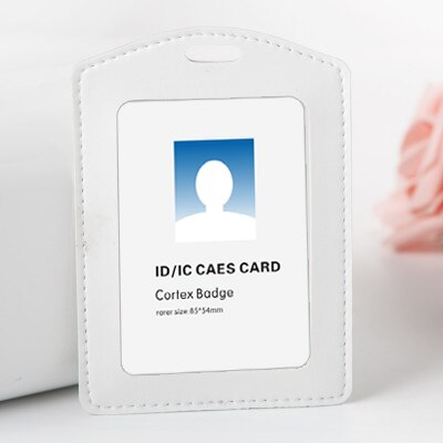Price Soft PU Leather ID Card Holder Horizontal/Vertical Without Lanyard, for Students/Business/Staff,: V White