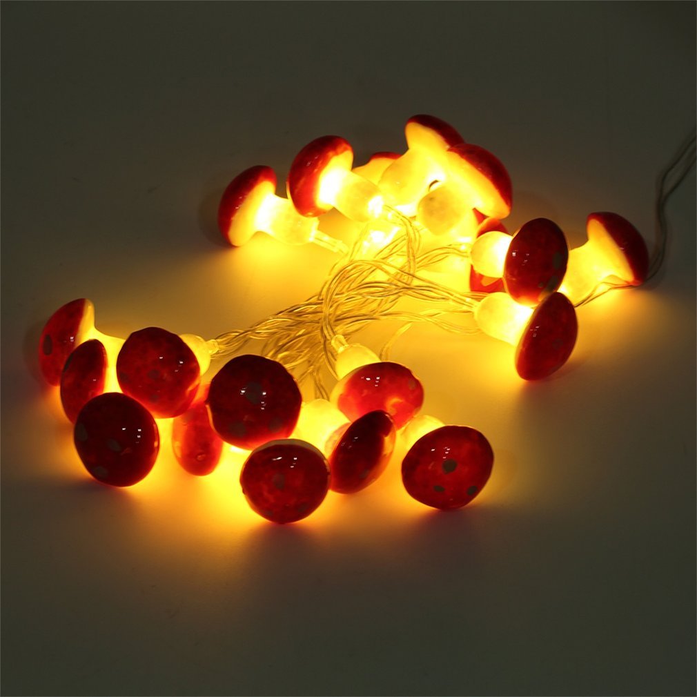 2m 20 led champignon form trådsnor lys batteridrevne led lys dekoration julefest fe lys krans