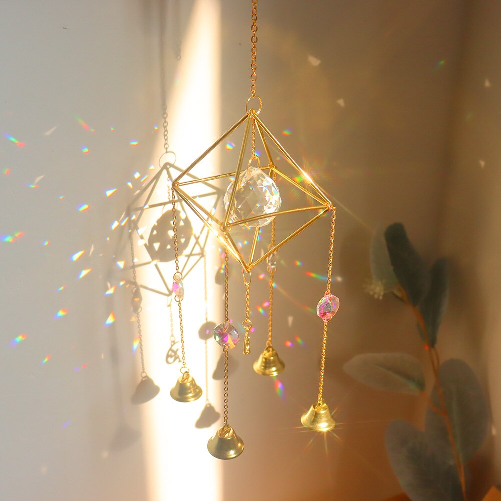 Crystal Wind Chime Star Moon Sun Catchers Prisms Pendant Dream catcher Plated Hanging for Outdoor Indoor Garden Windchimes: B