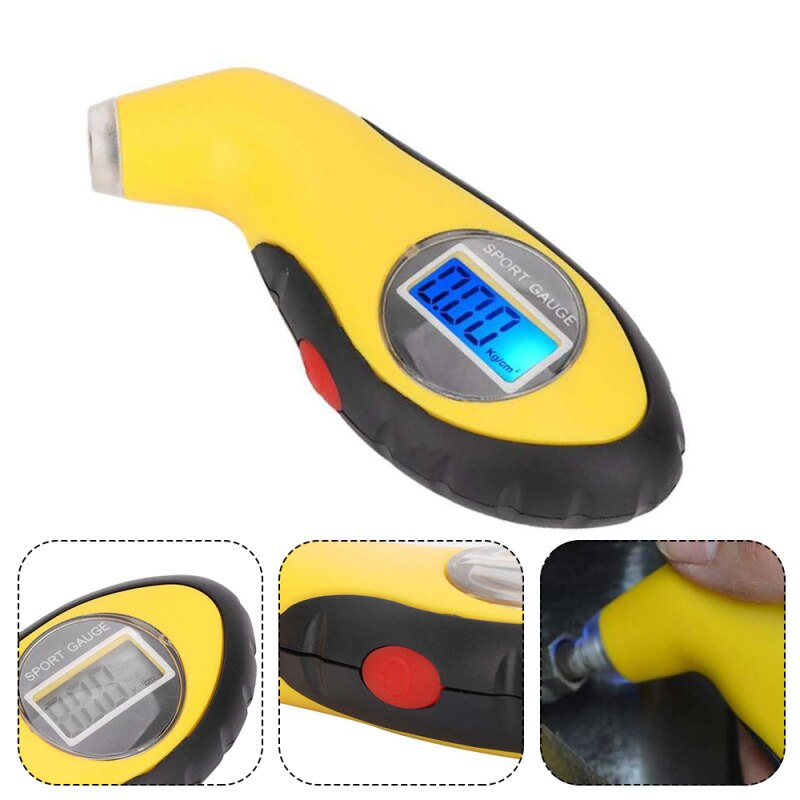 ABS Digital LCD Display Car Tire Pressure Gauge Electronic Sensor Four Measurement Modes Blue Fluorescence Pressure Measuring