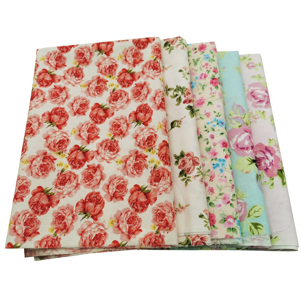 5 Pcs Elegante Rose Katoen Stof Gedrukt Serie Bundels Comfortabele Diy Quilten Patchwork En Ambachten Doek 20X25 cm