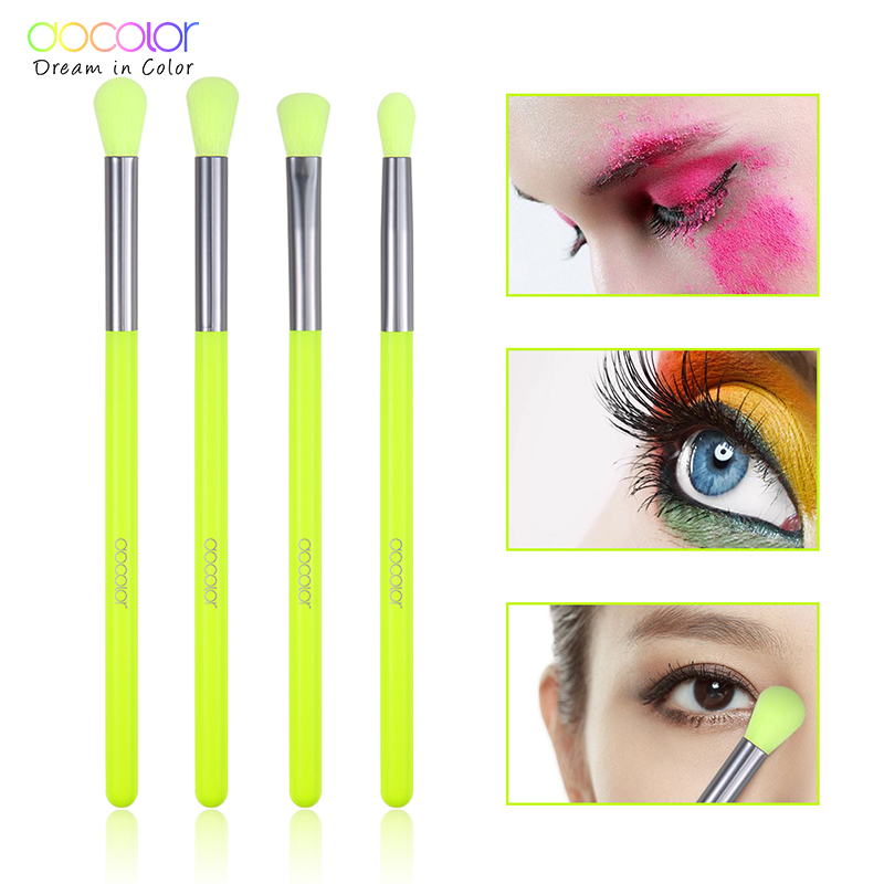 Docolor makeup børster 4 stk makeup børster sæt øjenskygge blendende eyeliner øjenvipper øjenbryn børste til makeup værktøj