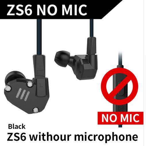 KZ ZS6 2DD+2BA Hybrid In Ear Earphone HIFI DJ in ear Monitor Running Sport Earphones Earplug Headset Bluetooth Hifi Earbuds: ZS6Blacknomic