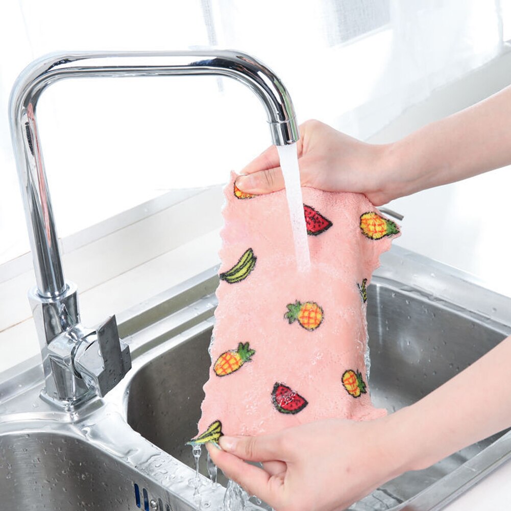 Keuken Anti-Vet Poetslappen Coral Fluwelen Super Absorberende Microfiber Schoonmaakdoekje Thuis Wassen Schotel Keuken Schoonmaken Handdoek
