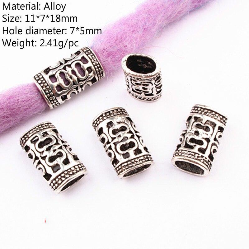 5Pcs Metal Hair Braider Rings Beads Cuffs Tubes Charms Hair Styling Tool Dreadlock Dread Hair Braids Decoration Accessories