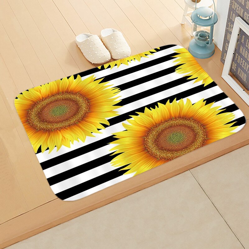 Zonnebloem Patroon Keuken Bad Deur Mat Slaapkamer Antislip Coral Fluwelen Absorberende Tapijt Tapijt Eenvoudige Home Decor Deurmat: 2DD-48120-020