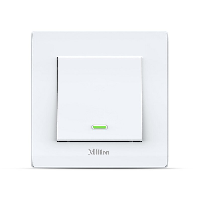 Milfra Wifi Smart Light Switch Neutral Wire Required EU 86mm Voice Phone Control Wall Switch for Assistant Alexa Tuya Smart Life: 1-Gang
