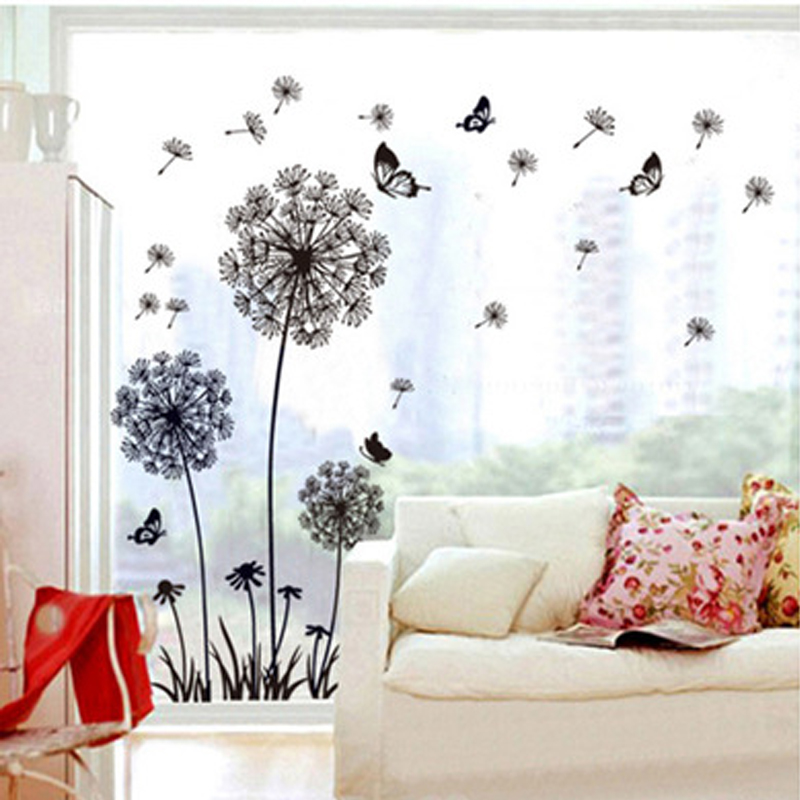Veggklistremerke pvc plante flerfarget blomst vegg klistremerker tre stor flyttbar tv bakgrunn wallstickers rom dekorasjon