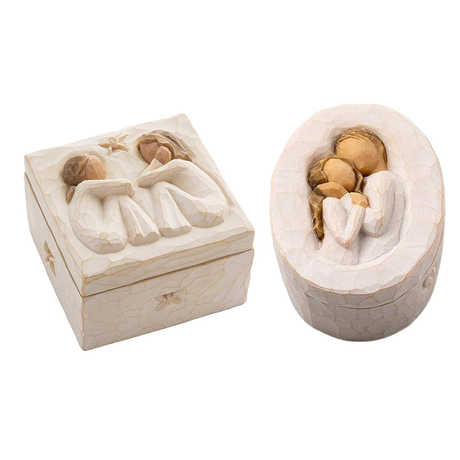Beautiful Resin Sculpted Hand-Painted Keepsake Box Decorative Box for Jewelry,Keys,Notes,Change