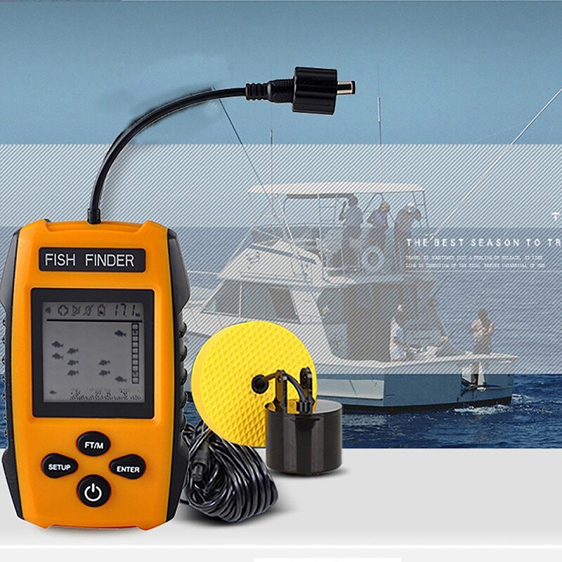 -Draagbare Fishfinder Echolood 100M Sonar Lcd Echo Sounders Fishfinder Echolood Voor Vissen Kabel sonar Fish Vinden