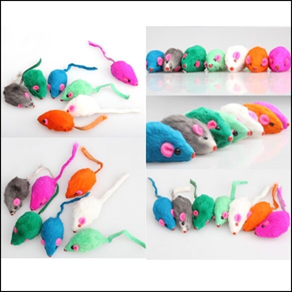 Willekeurige 4.5 Cm Creatieve Huisdier Speelgoed Kleurrijke Interactieve Konijnenbont Valse Muis Huisdier Kat Speelgoed Mini Grappige Spelen Speelgoed katten Kitten
