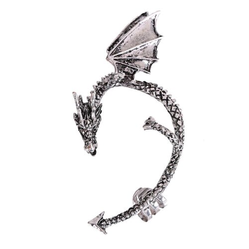 Vintage slang draak oorbellen wikkel clip kraakbeen voor vrouwen mannen oor clip manchet punk retro oorbel sieraden: E040 zilver