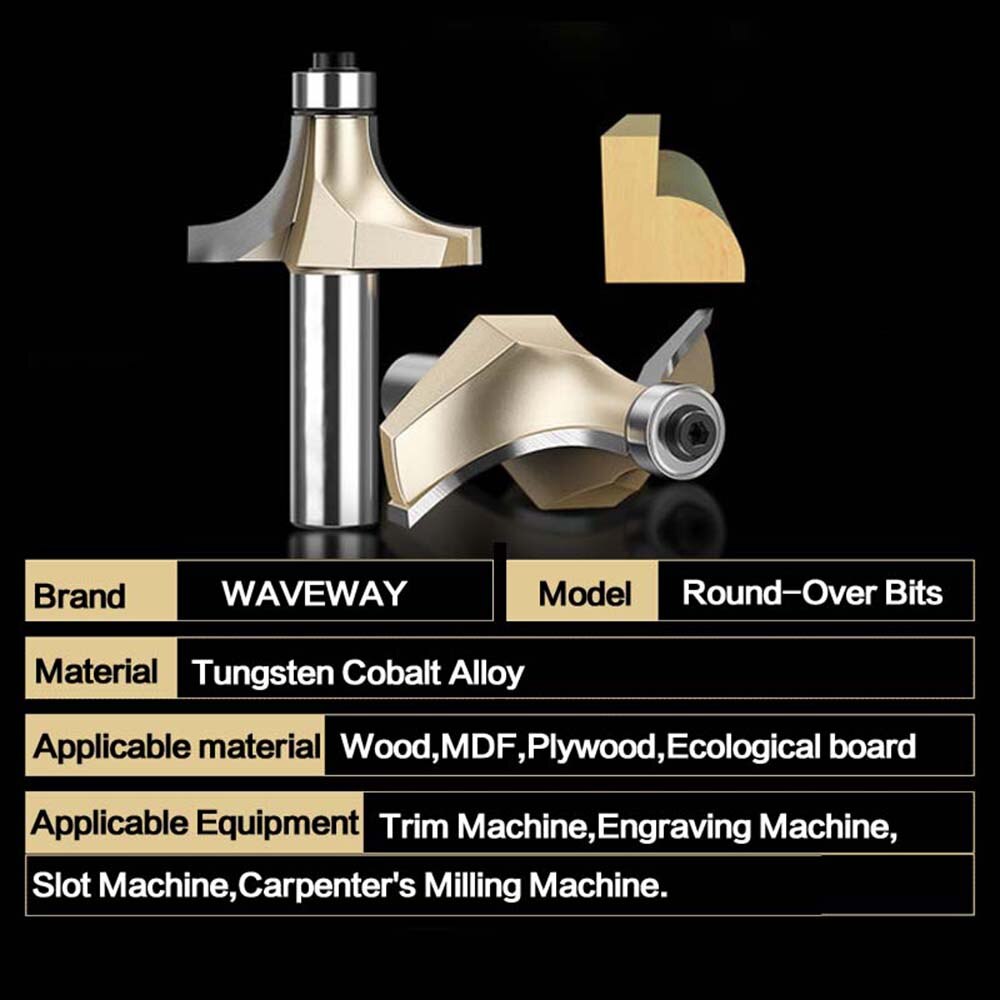 Tideway 1/4" 6.35mm Corner Over Round Bit for Wood Woodworking Tool 2 flute Endmill with Bearing Milling Cutter