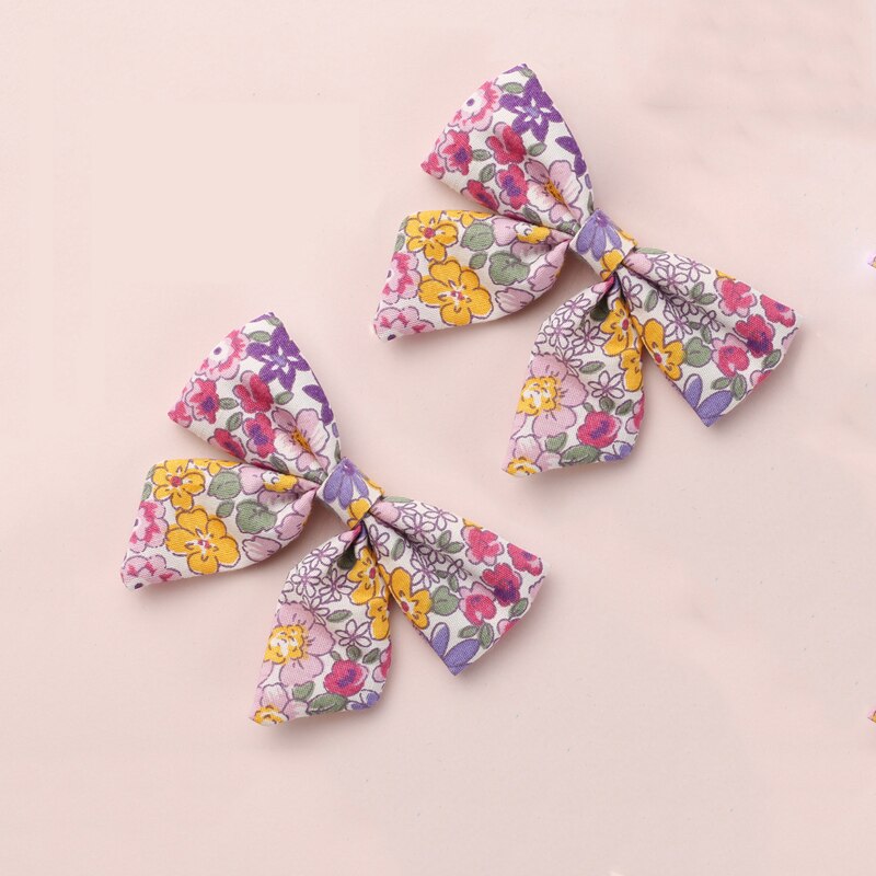 Pinzas para el pelo con estampado Floral para niña, pasador de pelo para niña, pasador de algodón Liberty, accesorios para el cabello de verano, 2 unids/set por juego: 4