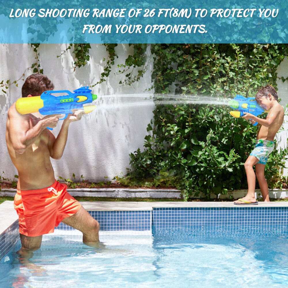 iBaseToy 1pc Portable 2 Ports Large Kids Play Water Water Shoot with Shoulder Strap for Swimming Pool Beach Garden