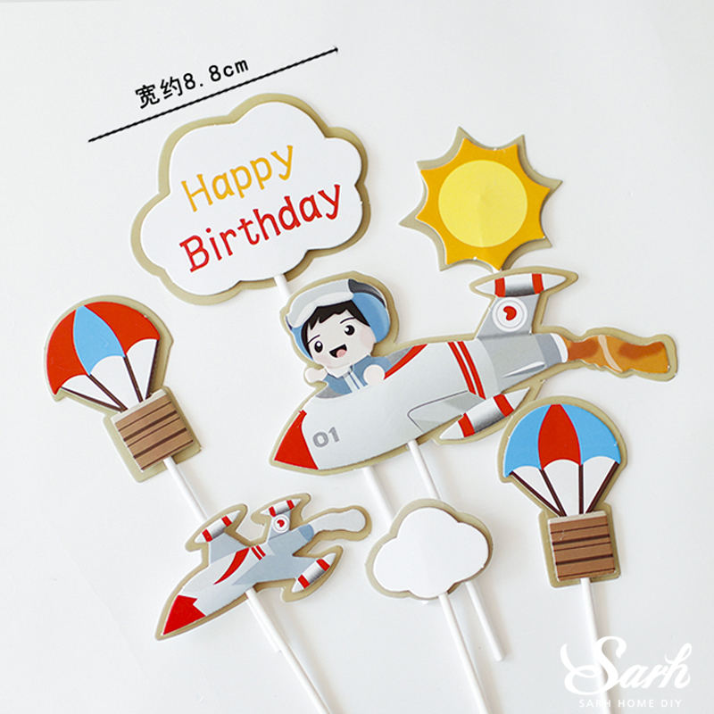 Chasseur Pilot-décoration de gâteau | Décoration de gâteau d'anniversaire arc-en-ciel moulin à vent décoration de mariage pour pâtisserie, fournitures de pâtisserie, d'amour: Fighter pilot set C