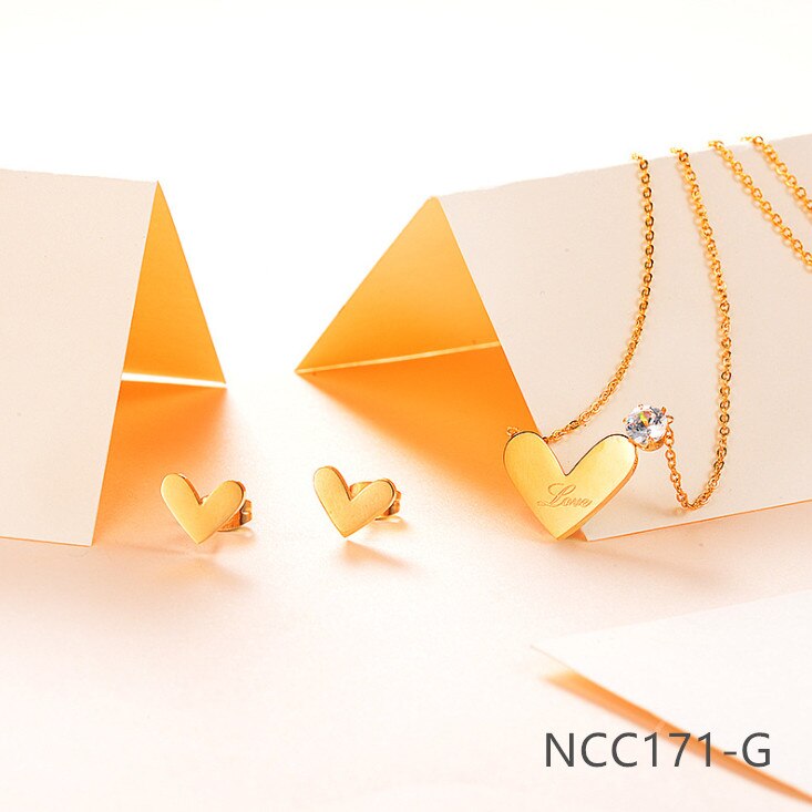 jewelry jewelry set, jewelry set Love Heart Honey Earring Necklace Beauty Women NCC171: NCC171-G