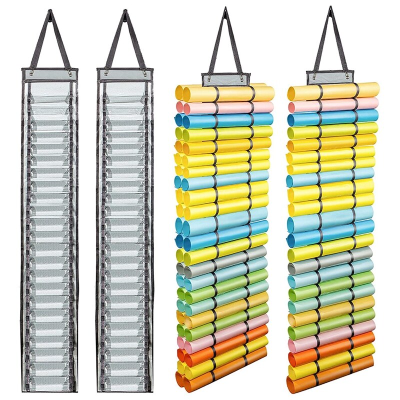 2Pcs Vinyl Storage Organizer With 24 And 48 Roll Compartments Hanging Vinyl Roll Storage Rack For Closet Wall Mount Door: Default Title
