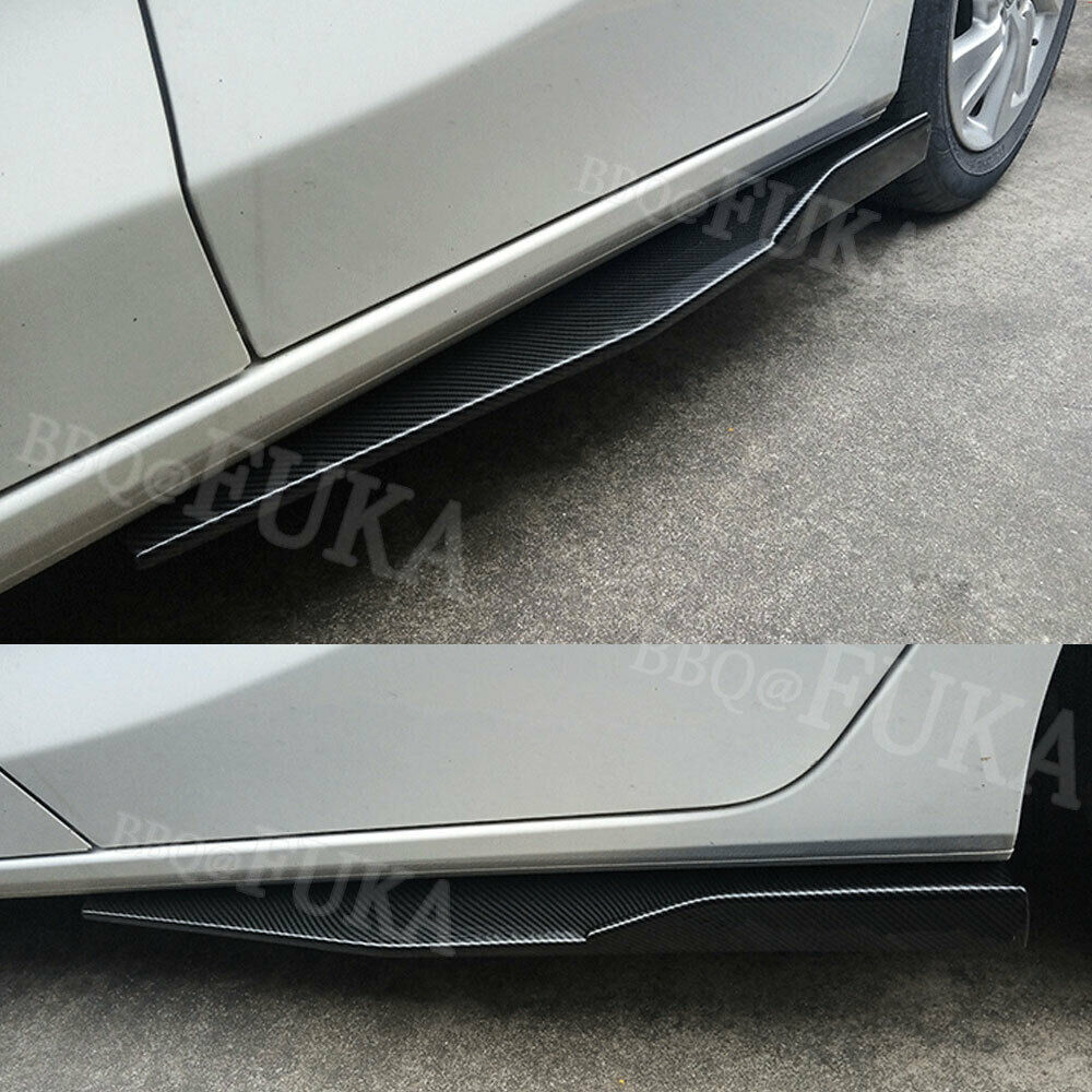 Pair 74.5cm Car Carbon Fiber Side Skirts Rocker Splitters Diffuser Winglet Wings