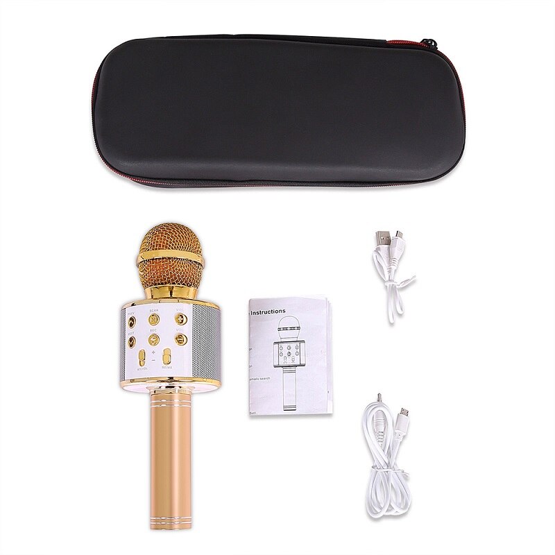 WS858 Microphone sans fil Bluetooth haut-parleur karaoké Version haut de gamme micro KTV lecteur téléphone Mike pour ordinateur scène conférence: Local gold
