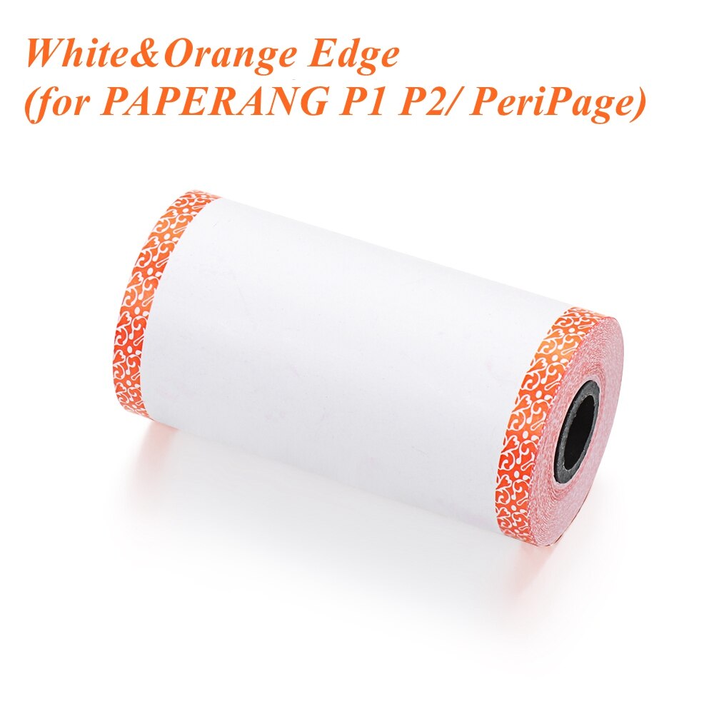 1 Roll Colorful Printer Sticker Non-adhesive Thermal Paper Direct Thermal Paper P1/P2 57*30mm For PAPERANG/ PeriPage Printer: White Orange Edge