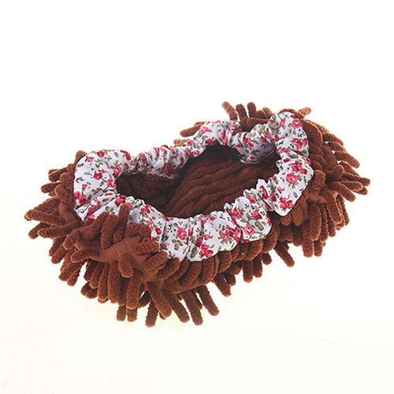 Cubierta de zapatos para limpiar el suelo, mopa, zapatilla, limpiador de suelo para el hogar, calcetines de pie informales, Impresión de Color sólido, 2 uds.: Chocolate