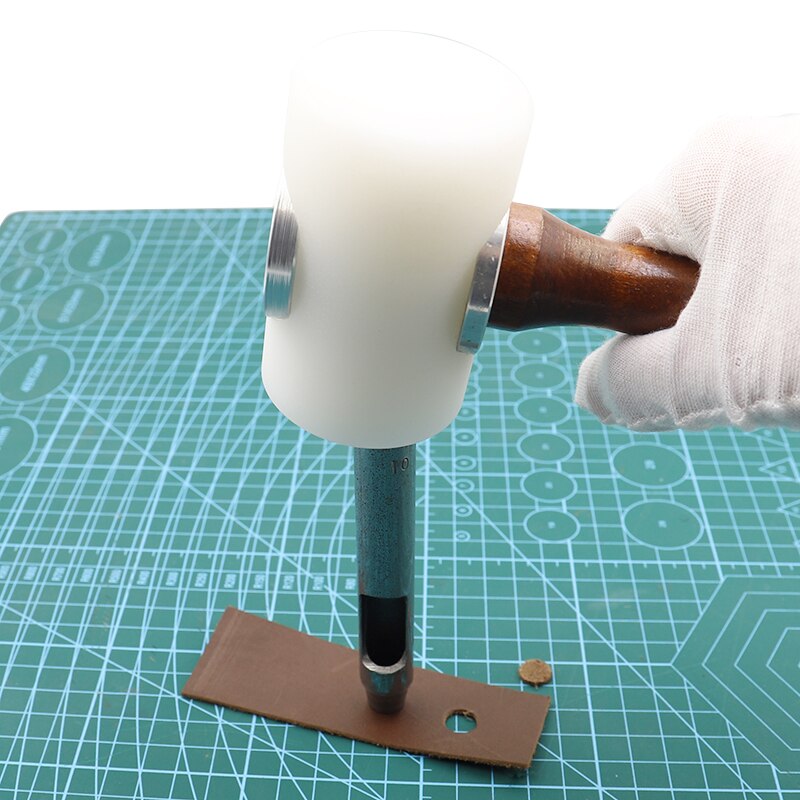 QJH-martillo para tallar cuero, martillos de nailon, mazo, mango de madera para artesanía de cuero, punzón, impresión, herramienta de percusión DIY