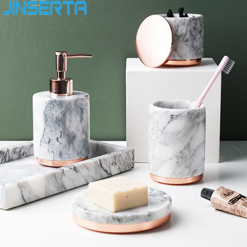 JINSERTA Marble Soap Dispenser Bottle Mouthwash Cu... – Grandado