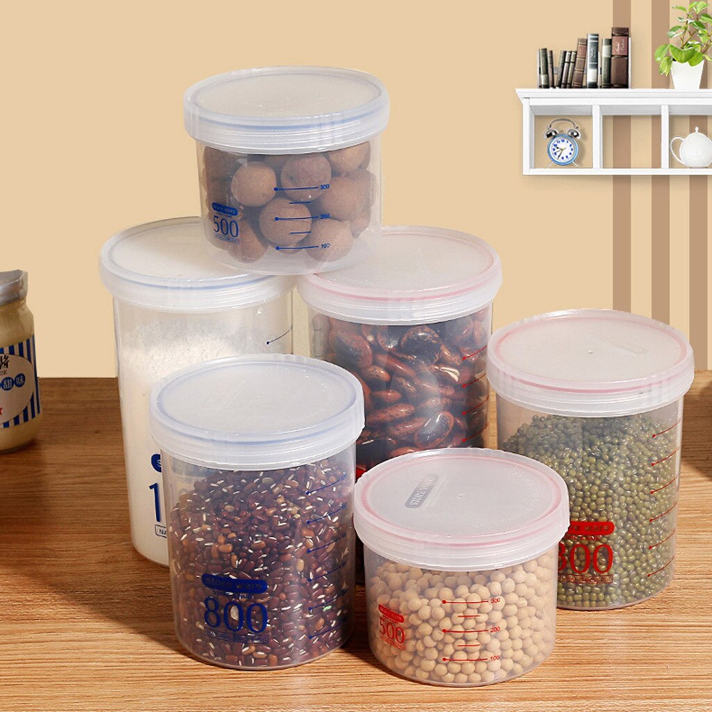 Kitchen Transparent Storage Box Multigrain Storage Box Hermetically Sealed Plastic Round Spiral Storage Tank Food Container