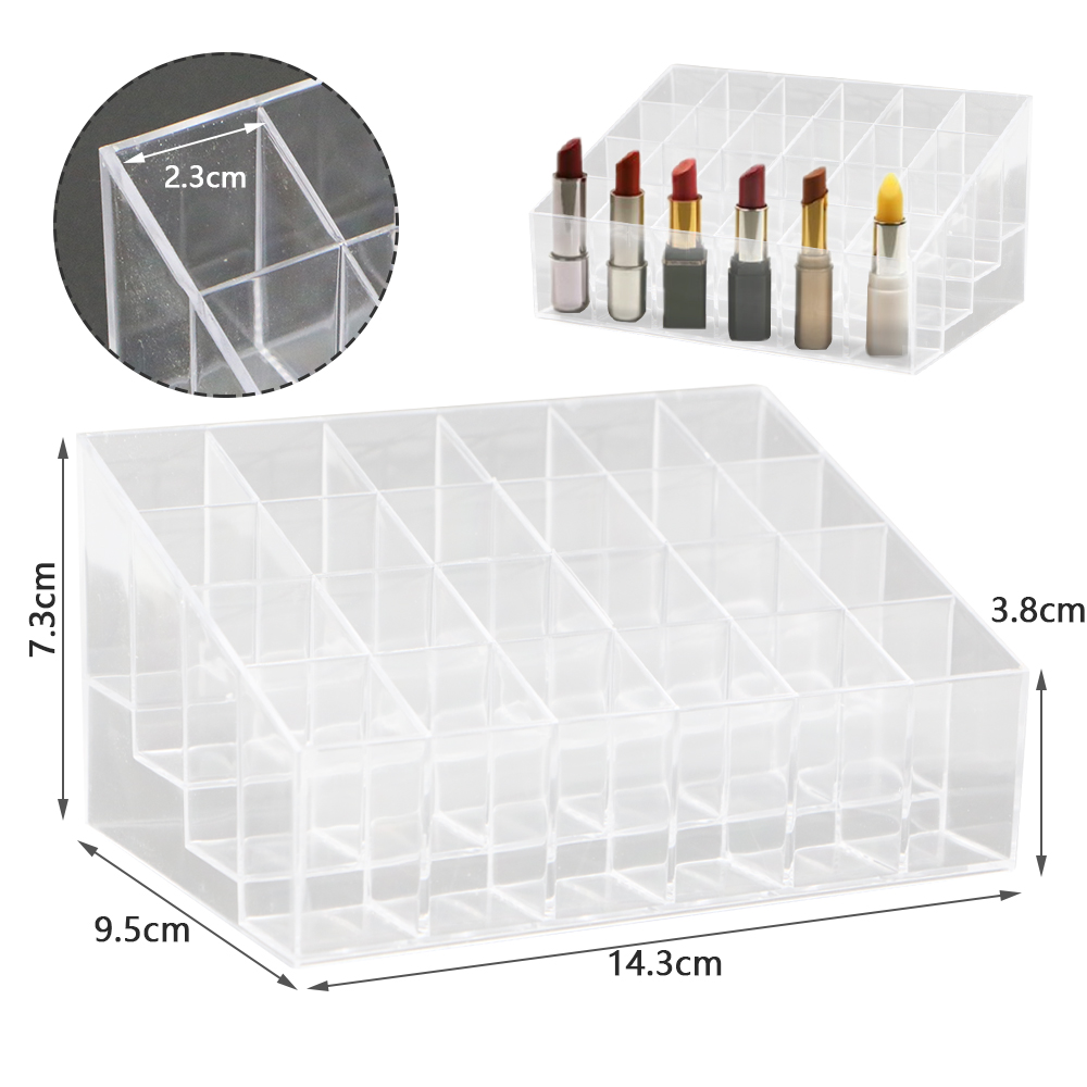 24 gitter læbestift makeup organizer akryl opbevaring makeup organizer til kosmetik læbestift neglelak display stand holder: A 24 gitre 1pc
