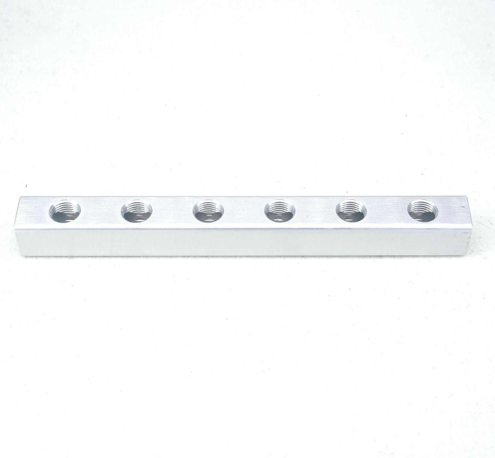 20x20mm 1/4" BSP 2-9 Ways Aluminum Pneumatic Fitting Manifold Block Splitter Air Water Gas Oil