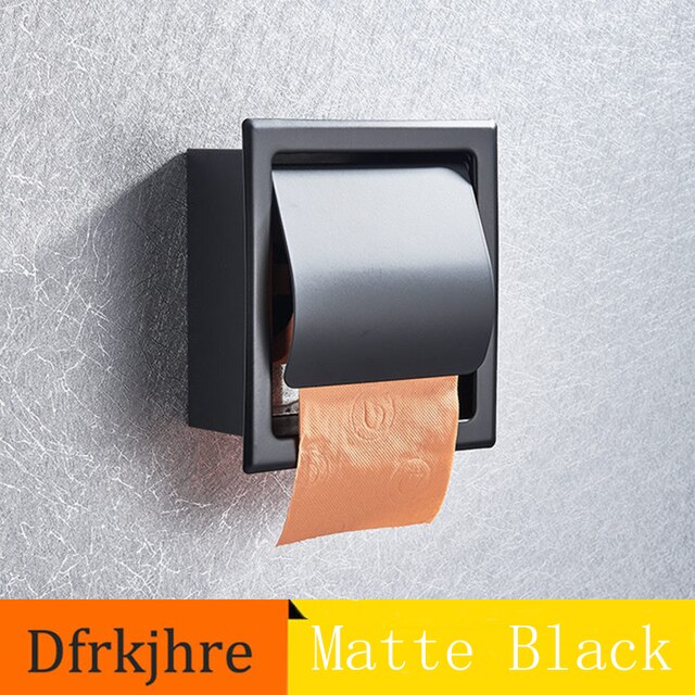 Bathroom Toilet Paper Holder Matte Black Chrome Stainless Steel 304 Roll Paper Box Porta Papel Higienico Roll Paper Tissue Box: Matte Black
