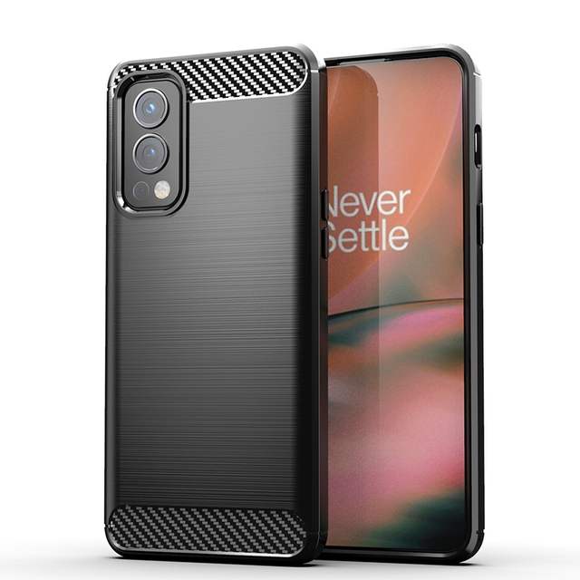 etui OnePlus Nord 2 Nord2 DN2101 DN2103 Gumowa silikonowa osłona z włókna węglowego robić OnePlus Nord 2 5G etui tylne robić Nord 2 Nord2: Denim / czarny