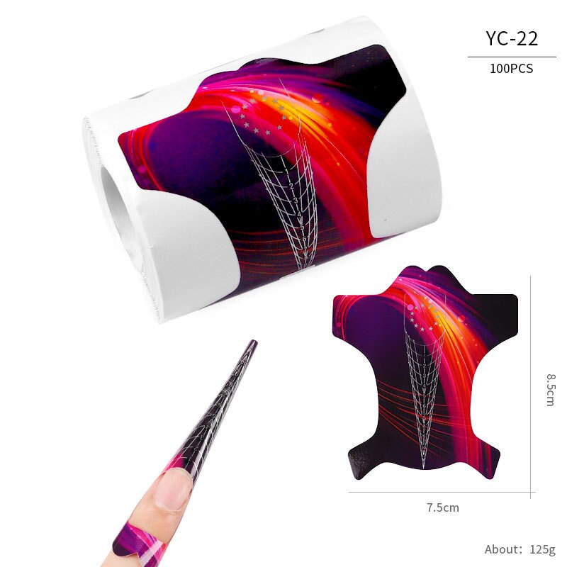 100pcs Butterfly Nail Forms Extension Tips French Acrylic Upper Forms For Nails Tips Building Extension Stencil Manicure Tools: YC-22