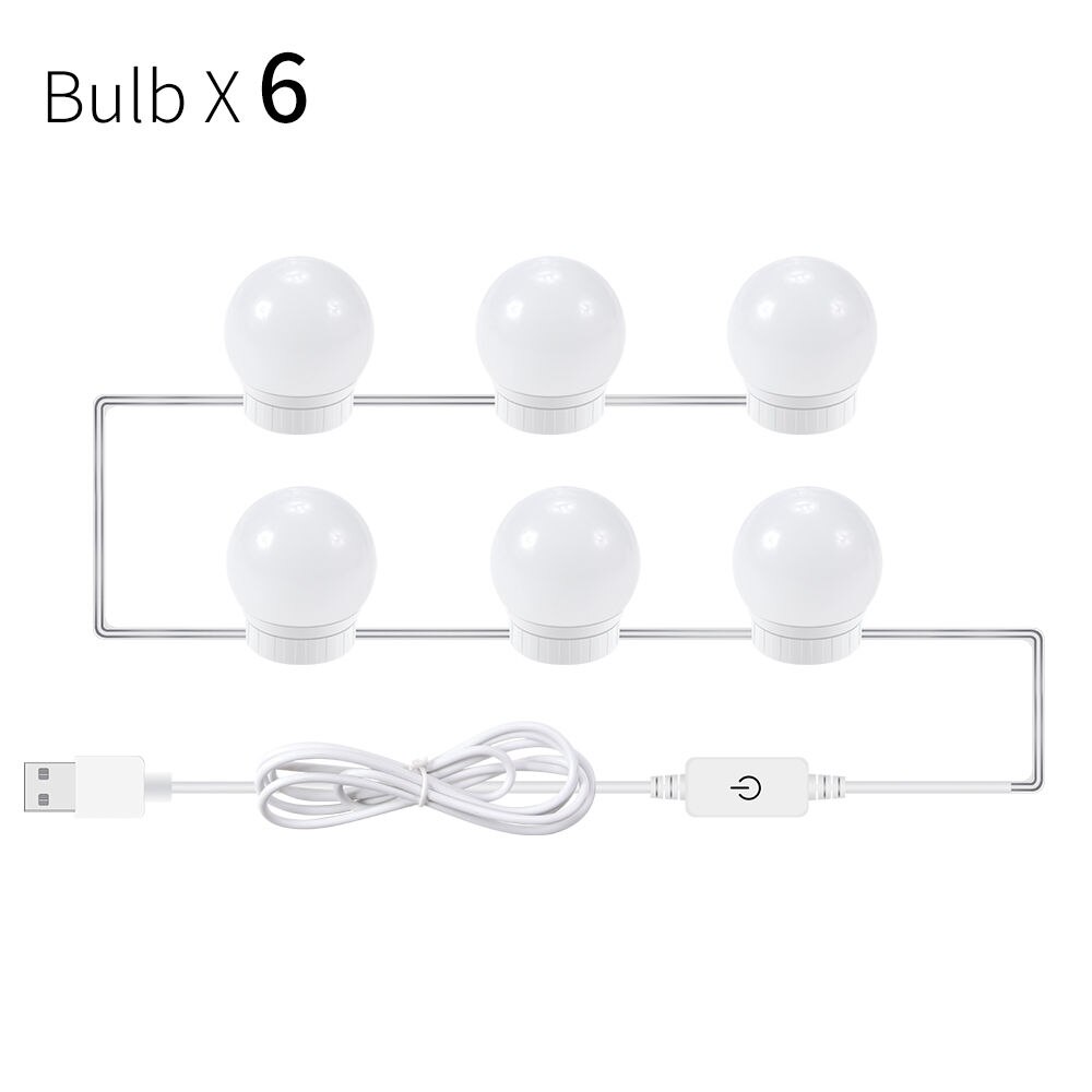 Canling Led 12V Make Spiegel Gloeilamp Hollywood Vanity Verlichting Traploos Dimbare Wandlamp 6 10 14 Bollen Kit voor Kaptafel: 6 Bulbs