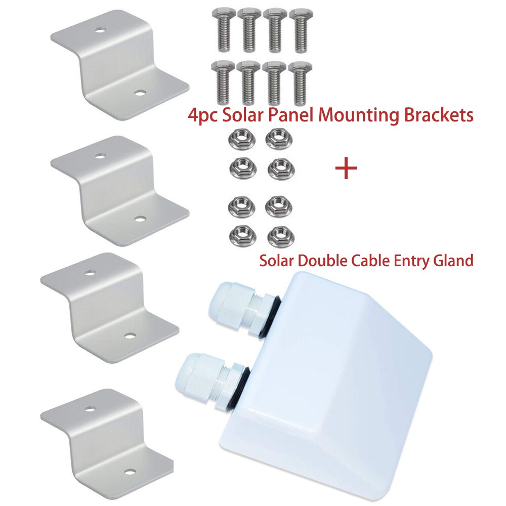Solar Panel Mounting Brackets Flat Roof Mount Kit Aluminum Bracket Installation Accessories / ABS Solar Double Cable Entry Gland: A