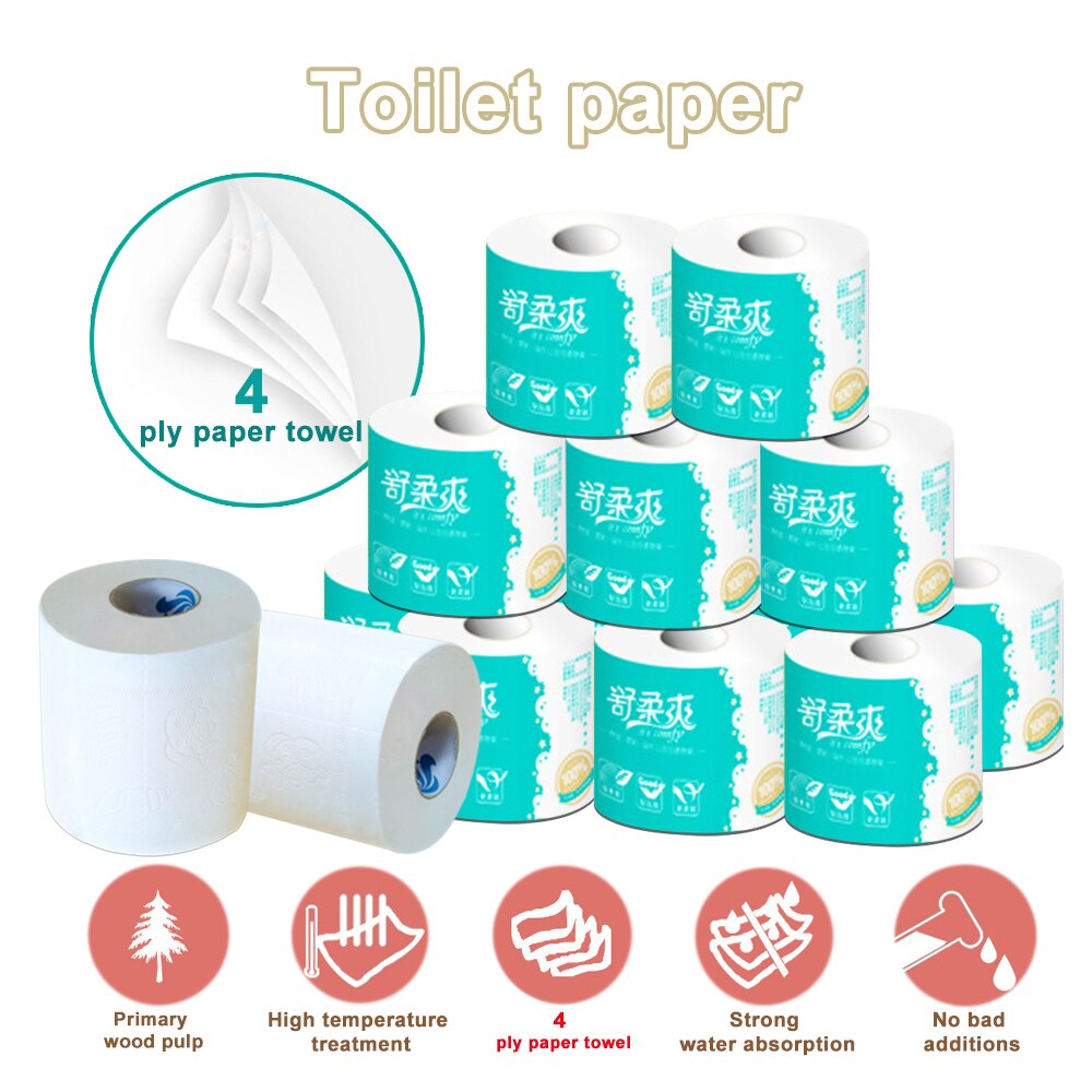Toilet Paper Bulk Rolls Bath Tissue Bathroom White Soft 4-Ply Household