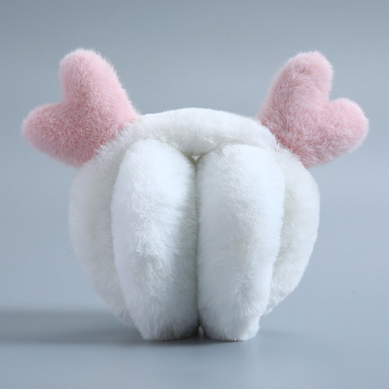 Soft Plush Ear Warmer Winter Warm Earmuffs for Women Men Solid Color Earflap Outdoor Cold Protection Ear-Muffs Ear Cover: white