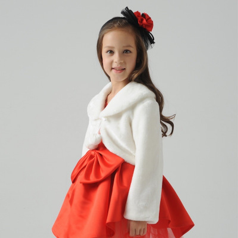 Kids Meisje Ivoor Lange Mouwen Warm Wedding Mantel Fur Trim Junior Cape Voor Jurk Bloem Meisje Bolero