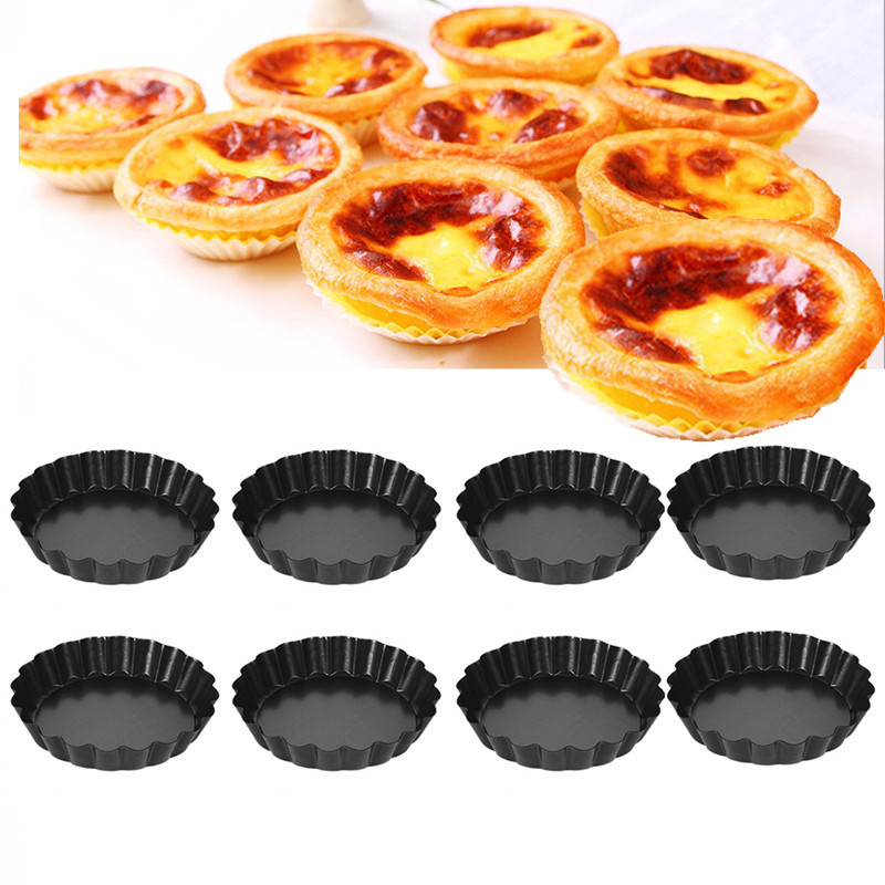 2/4/8 pcs Non-Stick Tart Quiche Flan Pan Molds Pie Pizza Cake Mold Removable Loose Bottom Fluted Heavy Duty Pizza Pan Bakeware