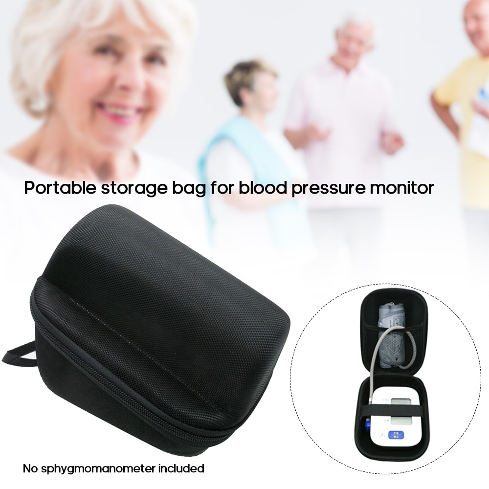 Sphygmomanometer Bag Portable EVA Blood Pressure Monitor Tonometer Storage Bags Carrying Case for Travel & Home Use: Small Full black